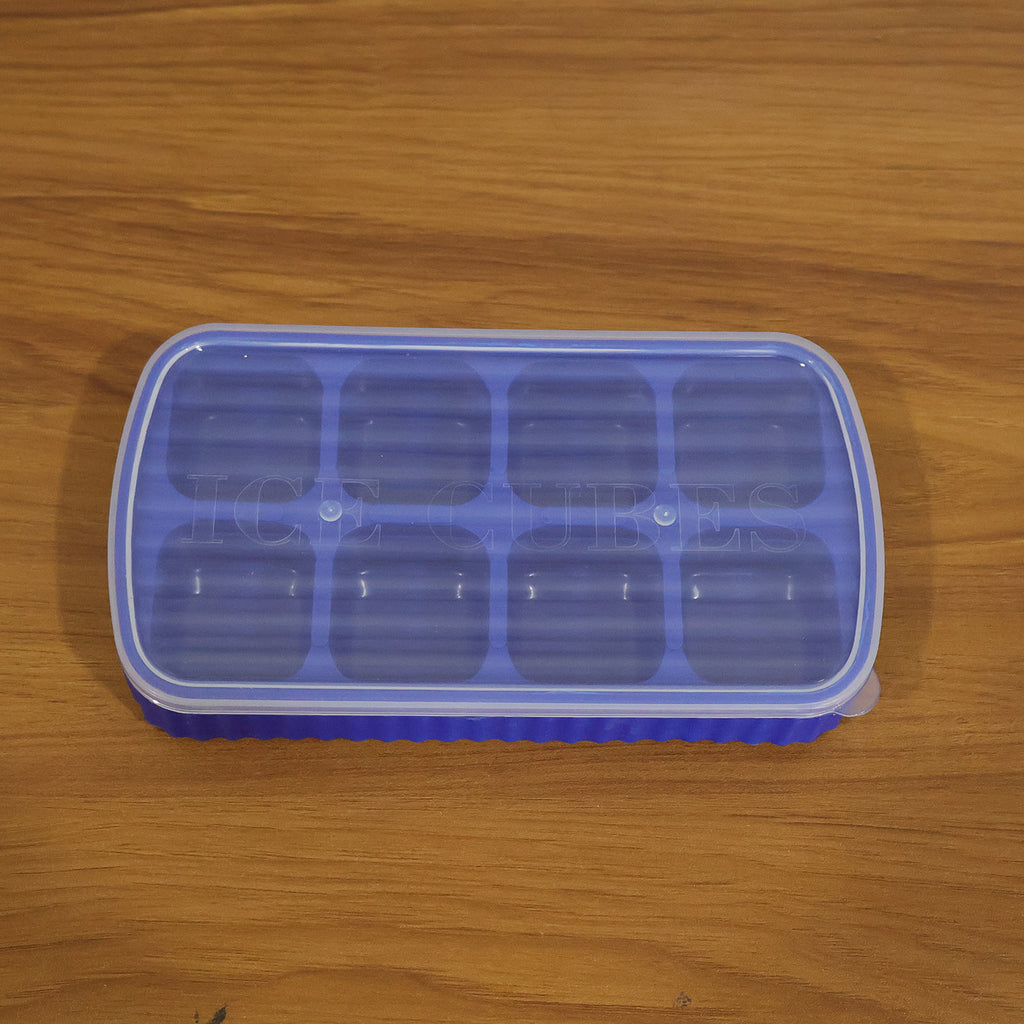 Multipurpose Square Ice Cube Tray With Lid (1 Pc 17x9 Cm 8 Grid)