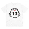 Generic Men's PC Cotton 10th Anniversary Printed T Shirt (Color: White, Thread Count: 180GSM)