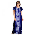 Generic Women's Cotton Printed Maxi Nighty (Blue)