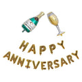 Generic Happy Anniversary Alphabet Foil Balloon Combo With Bottle And Cheersglass Balloons (Multicolor)