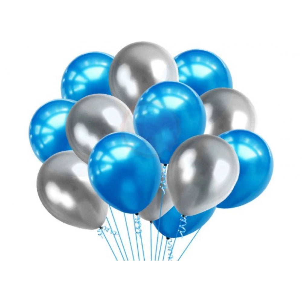 Generic 6Th Happy Birthday Decoration Combo With Foil And Star Balloons (Blue, Silver)