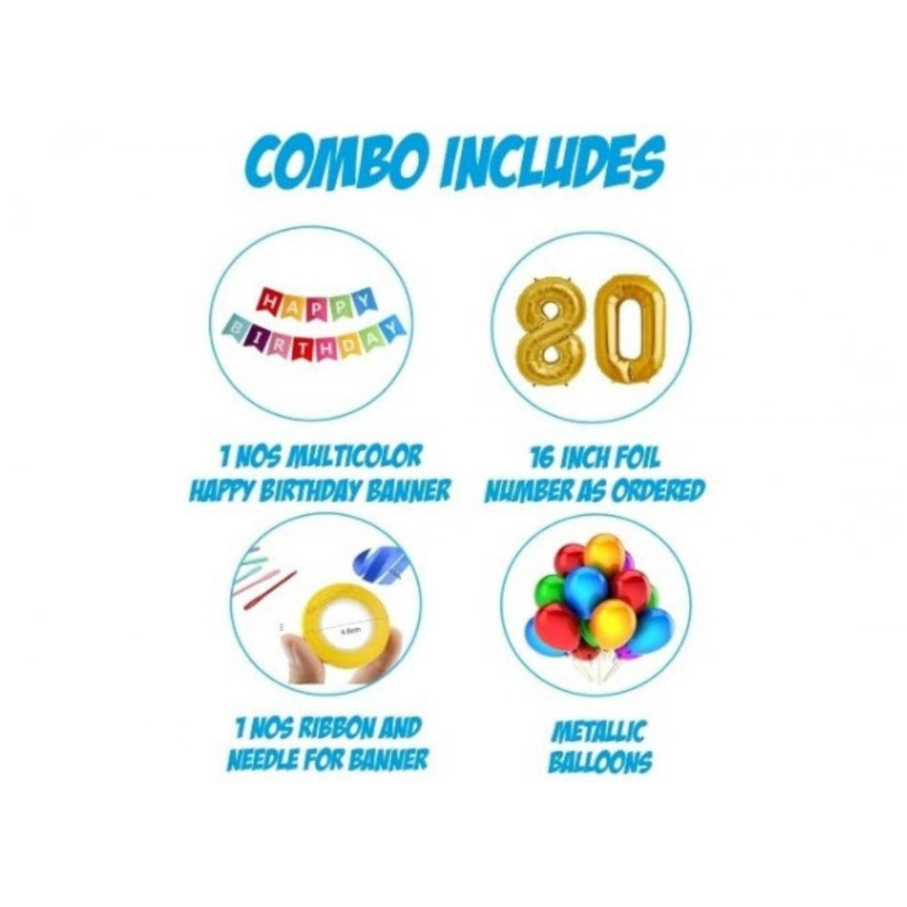 Generic 23Rd Happy Birthday Decoration Combo With Multi Color Banner (Golden)