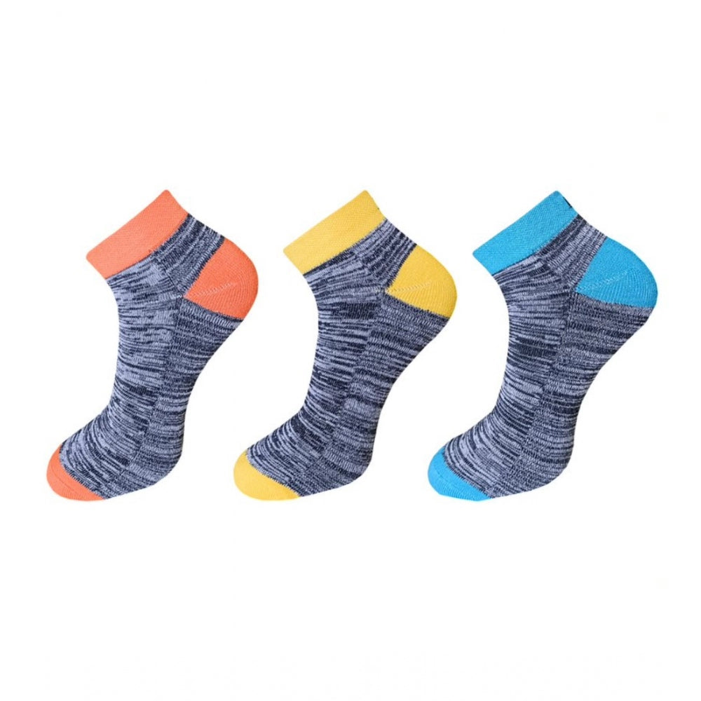 Generic 3_Pair Set Unisex Casual Cotton Ribbed Ankle Length Socks (Multicolor)