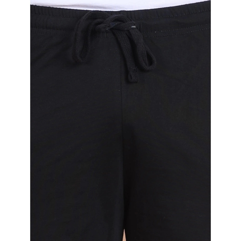 Generic Men's Casual Cotton Striped Above knee Shorts (Black)