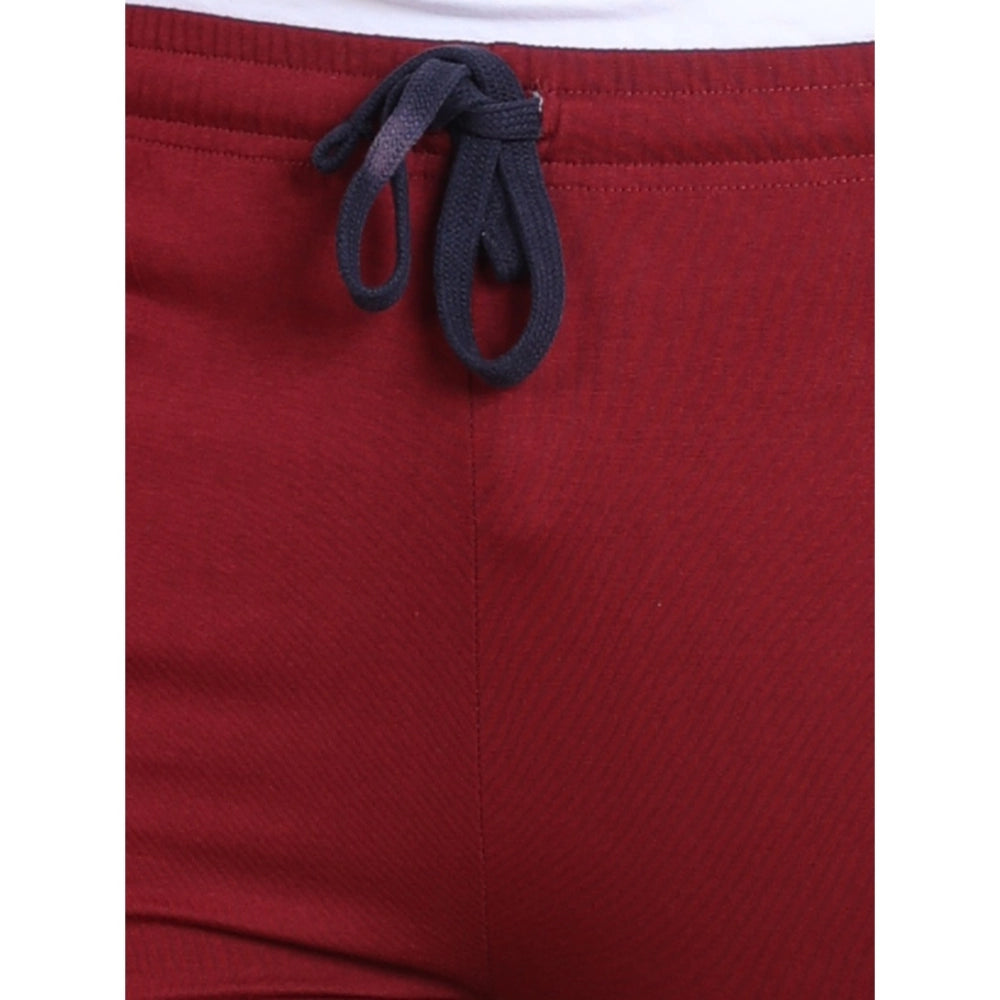 Generic Men's Casual Cotton Striped Full Length Track Pant (Maroon)