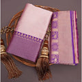 Generic Women's Silk Printed Saree With Unstitched Blouse 5.5Mtr (Purple)