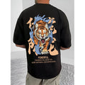 Generic Men's Casual Cotton Blend Printed Round Neck Half Sleeve T-Shirt (Black)
