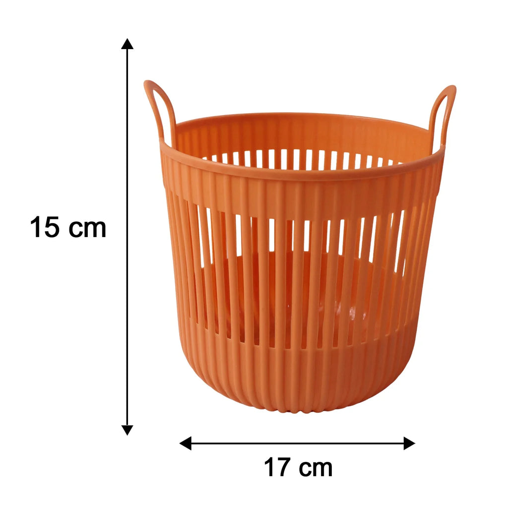 Plastic Round Storage Basket With Dual Handles For Home And Office Use (1 Pc)