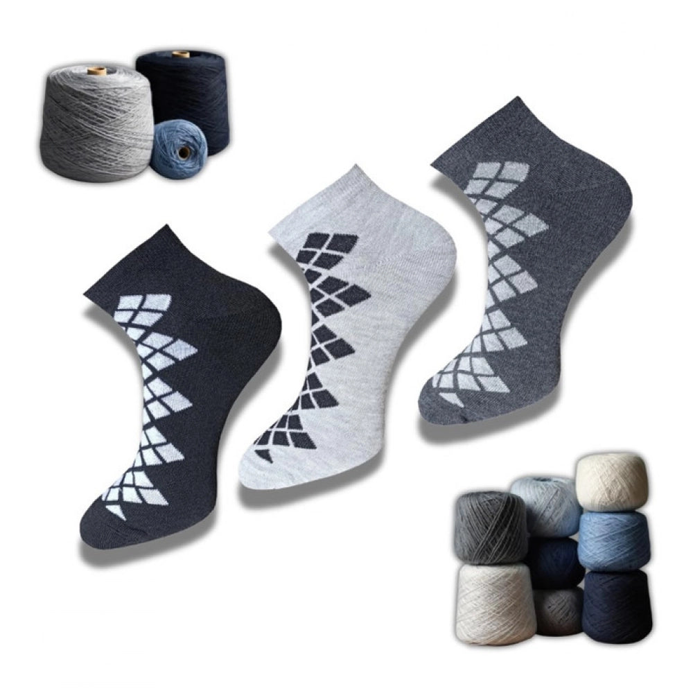 Generic 3_Pair Set Unisex Casual Cotton Printed Low Cut Socks (Multicolor)