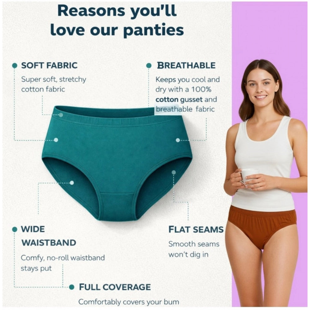 Generic Pack of_6 Women's Cotton Solid Hipster Panty (Multicolor)