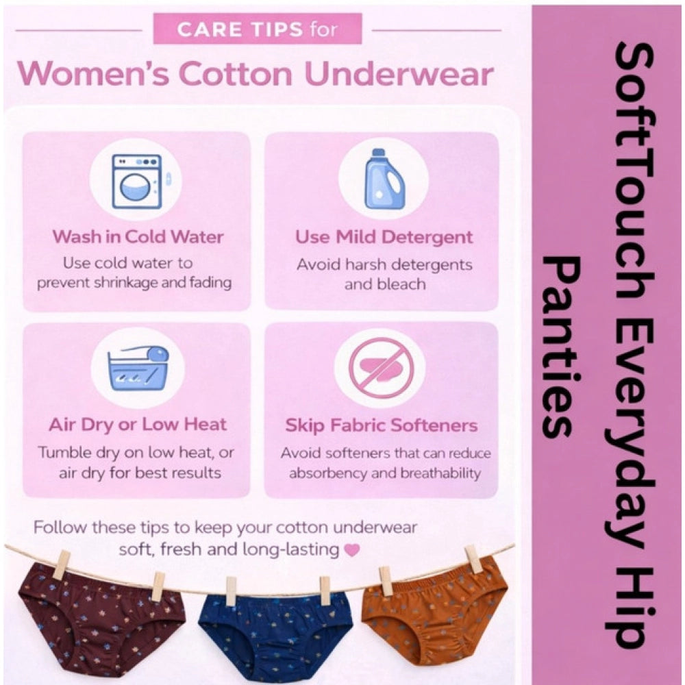 Generic Pack of_3 Women's Cotton Printed Hipster Panty (Multicolor)