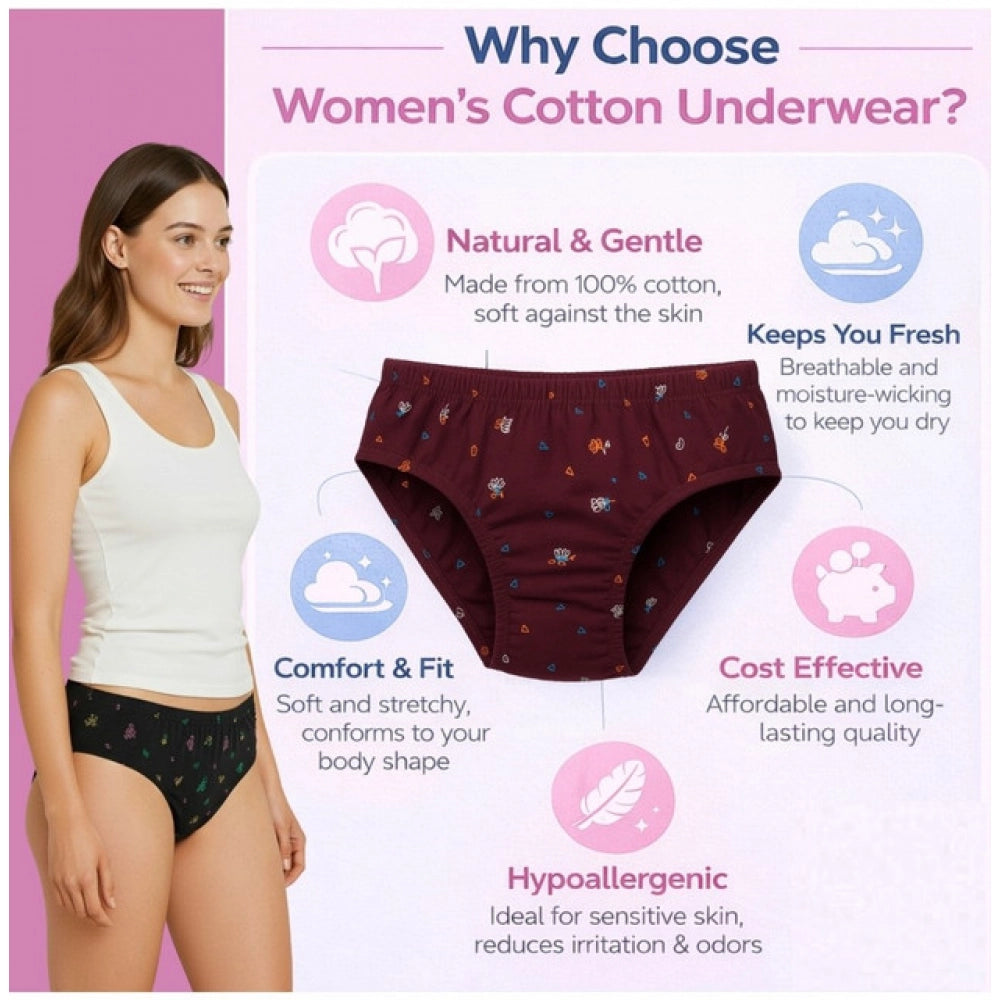 Generic Pack of_12 Women's Cotton Printed Hipster Panty (Multicolor)