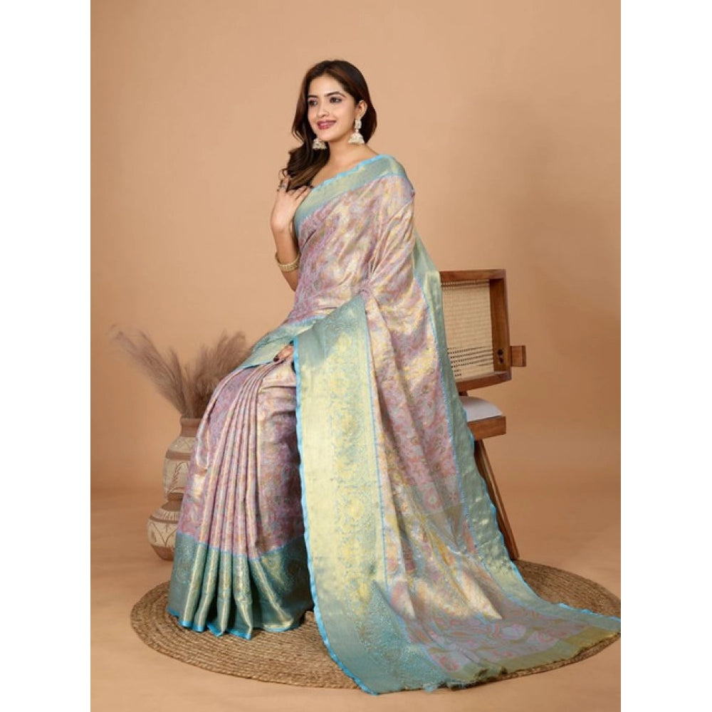Generic Women's Jacquard Saree With Unstitched Blouse 5.5Mtr (Multicolor)