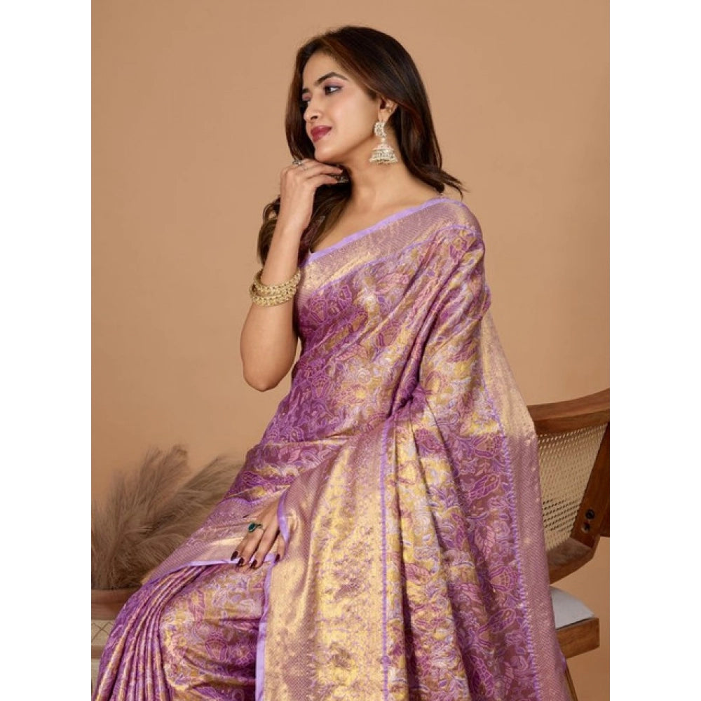 Generic Women's Jacquard Saree With Unstitched Blouse 5.5Mtr (Multicolor)