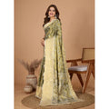 Generic Women's Jacquard Saree With Unstitched Blouse 5.5Mtr (Olive)