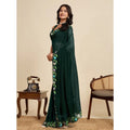 Generic Women's Georgette Printed Saree With Unstitched Blouse 5.5Mtr (Green)