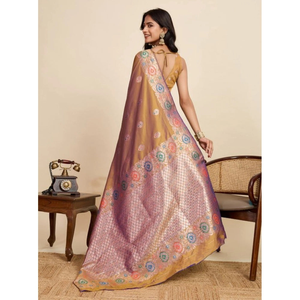 Generic Women's Faux_Banarasi_Silk Woven Saree With Unstitched Blouse 5.5Mtr (Mustard)