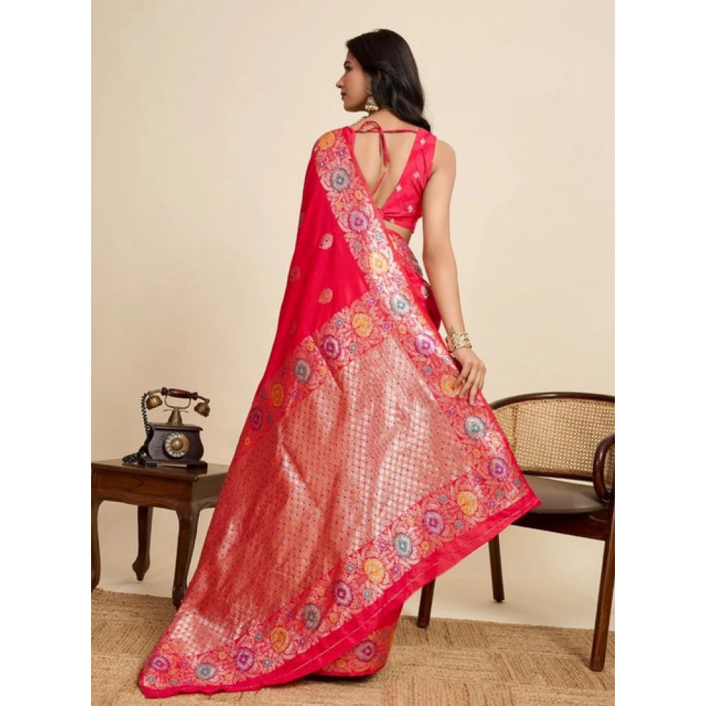 Generic Women's Faux_Banarasi_Silk Woven Saree With Unstitched Blouse 5.5Mtr (Red)