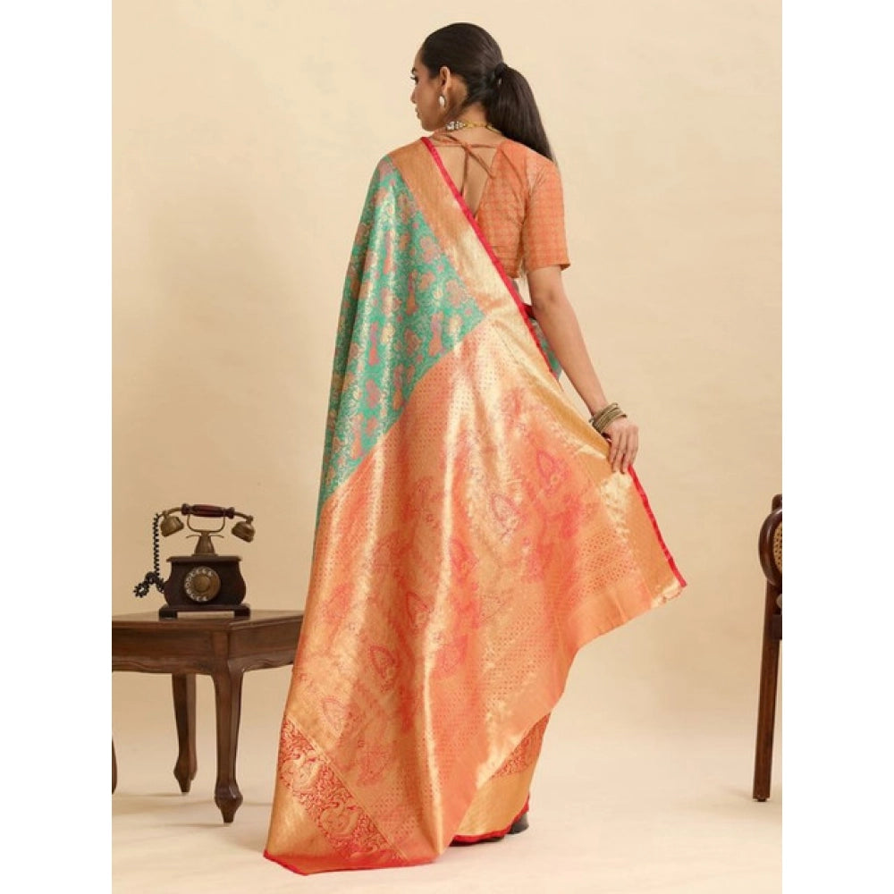 Generic Women's Faux_Banarasi_Silk Woven Saree With Unstitched Blouse 5.5Mtr (Green)