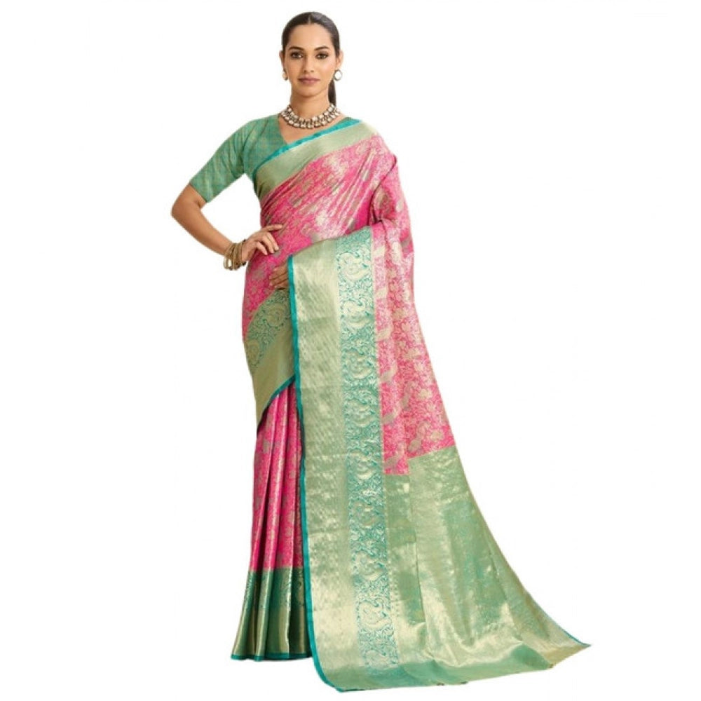 Generic Women's Faux_Banarasi_Silk Woven Saree With Unstitched Blouse 5.5Mtr (Pink)