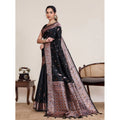 Generic Women's Jacquard Woven Saree With Unstitched Blouse 5.5Mtr (Black)