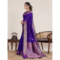 Generic Women's Jacquard Woven Saree With Unstitched Blouse 5.5Mtr (Blue)