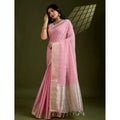 Generic Women's Tissue Checks_With_Buttis Saree With Unstitched Blouse 5.5Mtr (Light_Pink)