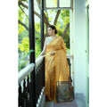 Generic Women's Faux_Tussar_Silk Geometric_Print Saree With Unstitched Blouse 5.5Mtr (Mustard)