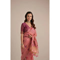 Generic Women's Blended_Cotton Floral Motifs And Woven Buttas Saree With Unstitched Blouse 5.5Mtr (Pink)