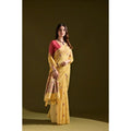 Generic Women's Blended_Cotton Floral Saree With Unstitched Blouse 5.5Mtr (Mustard)