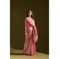 Generic Women's Blended_Cotton Floral Saree With Unstitched Blouse 5.5Mtr (Pink)