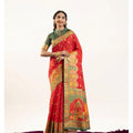 Generic Women's Faux_Banarasi Woven Motifs Saree With Unstitched Blouse 5.5Mtr (Orange)