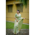 Generic Women's Faux_Banarasi Lining Pattern Saree With Unstitched Blouse 5.5Mtr (Light_Green)
