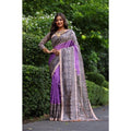 Generic Women's Faux_Tussar Ethnic_Print Saree With Unstitched Blouse 5.5Mtr (Purple)