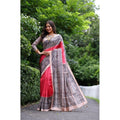 Generic Women's Faux_Tussar Ethnic_Print Saree With Unstitched Blouse 5.5Mtr (Red)