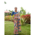 Generic Women's Faux_Tussar Kalamkari_Print Saree With Unstitched Blouse 5.5Mtr (Blue)