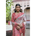 Generic Women's Faux_Tussar Floral Jal With Patola Print Saree With Unstitched Blouse 5.5Mtr (Maroon)