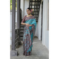 Generic Women's Faux_Tussar Ikat Saree With Unstitched Blouse 5.5Mtr (Aqua_Blue)