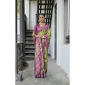 Generic Women's Faux_Tussar Ikat Saree With Unstitched Blouse 5.5Mtr (Green)