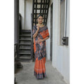 Generic Women's Faux_Tussar Ikat Saree With Unstitched Blouse 5.5Mtr (Orange)