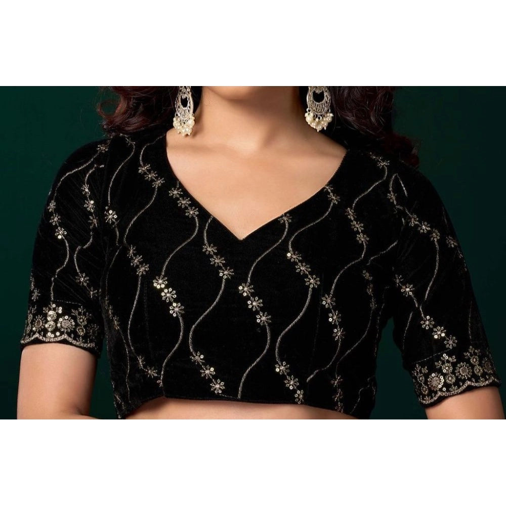 Generic Women's Net Sequence Saree With Unstitched Blouse 5.5Mtr (Wine)