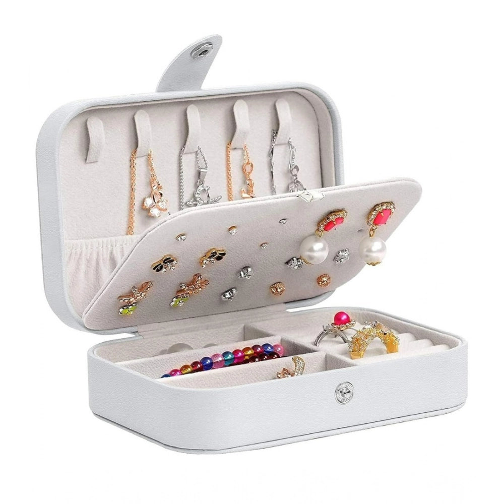 Generic PU Leather Solid Jewelry Storage Box (White-Cream)