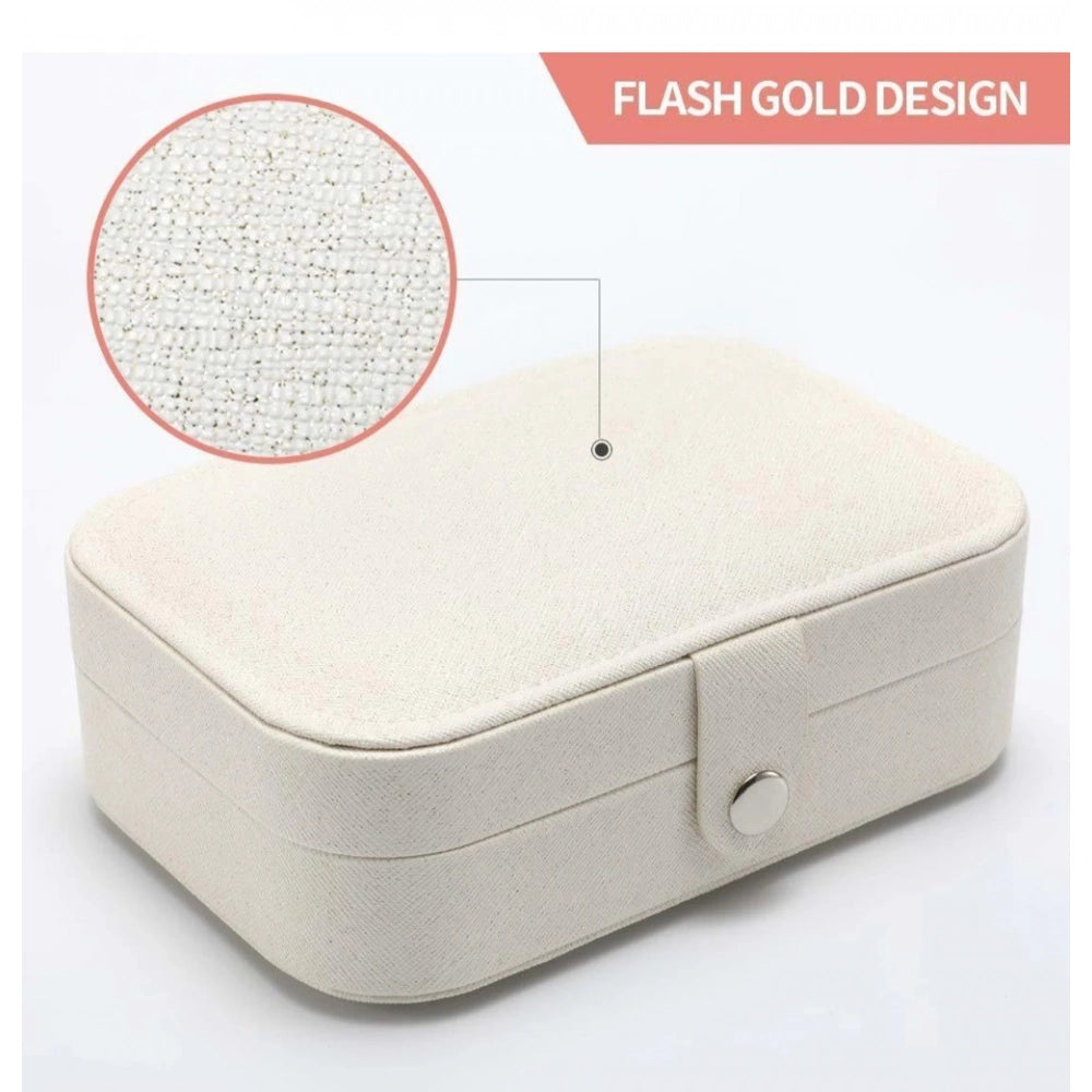 Generic PU Leather Solid Jewelry Storage Box (White-Cream)
