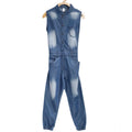 Generic Girl's Denim Embellished Sleeveless Jumpsuit (Blue)