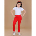 Generic Girl's Cotton Lycra Solid Elasticated Leggings (Red)