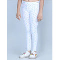 Generic Girl's Cotton Lycra Printed Elasticated Leggings (White)