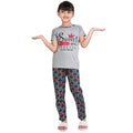 Generic Girl's Cotton Hosiery Printed Night Suit Set (Grey-Red)