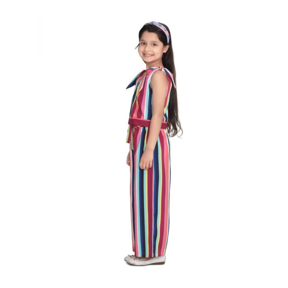 Generic Girl's Polyester Crepe Floral Cold Shoulder Crop Top and Pallazo Set (Multicolor)
