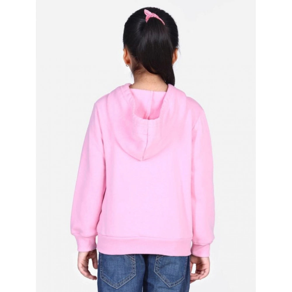 Generic Girl's Fleece Embellished Long Sleeves Sweatshirt (Light Pink)