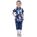 Generic Girl's Denim Tie &amp; Dye Short Sleeve Top (Blue-White)